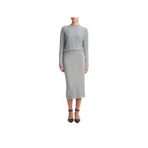 $255 New Vince Cozy Midi Skirt in Gray Size XL